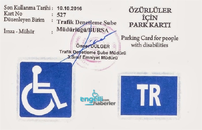 Engelli otopark kartı